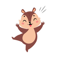 Wall Mural - Funny Chipmunk Character with Cute Snout Jump with Joy Vector Illustration