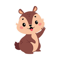 Canvas Print - Funny Chipmunk Character with Cute Snout Greeting Vector Illustration