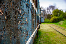 Old Electric Train Wagon Perspective Background