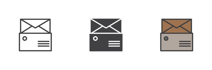 Envelope message different style icon set