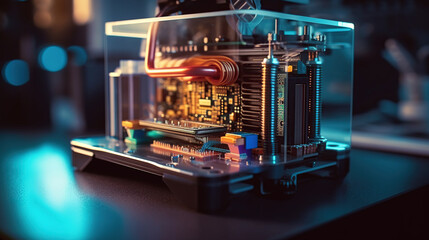 close up photo of futuristic 3d printer.