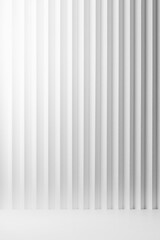 Poster - white abstract background of vertical striped rippled gradient light pattern, perspective, floor, st