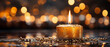 Goldener Glanz: Ein Bouquet erstrahlt im Licht brennender Kerzen