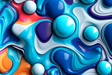 Creative motion liquid plastic metaball and waterdrop background. AI Generated