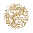 Chinese Happy New Year 2024. Year of the Dragon. Symbol of New Year.  Dragon in circle