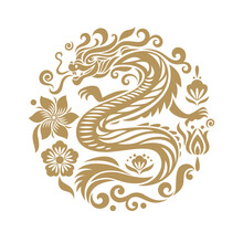 Chinese Happy New Year 2024. Year Of The Dragon. Symbol Of New Year.  Dragon In Circle