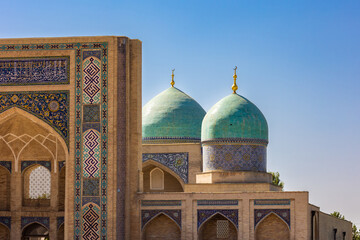 Wall Mural - Close-up. The blue dome of a Muslim mosque against the blue sky. Eastern religion.