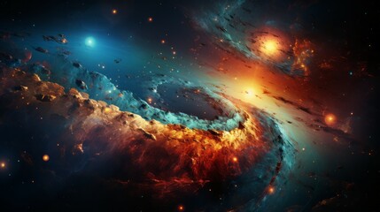 Wall Mural - galaxy with nebula and stars, computer generated abstract background