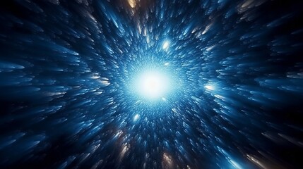 Wall Mural - blue and white nebula in space with sun and stars. .planets and galaxies in outer space showing the 
