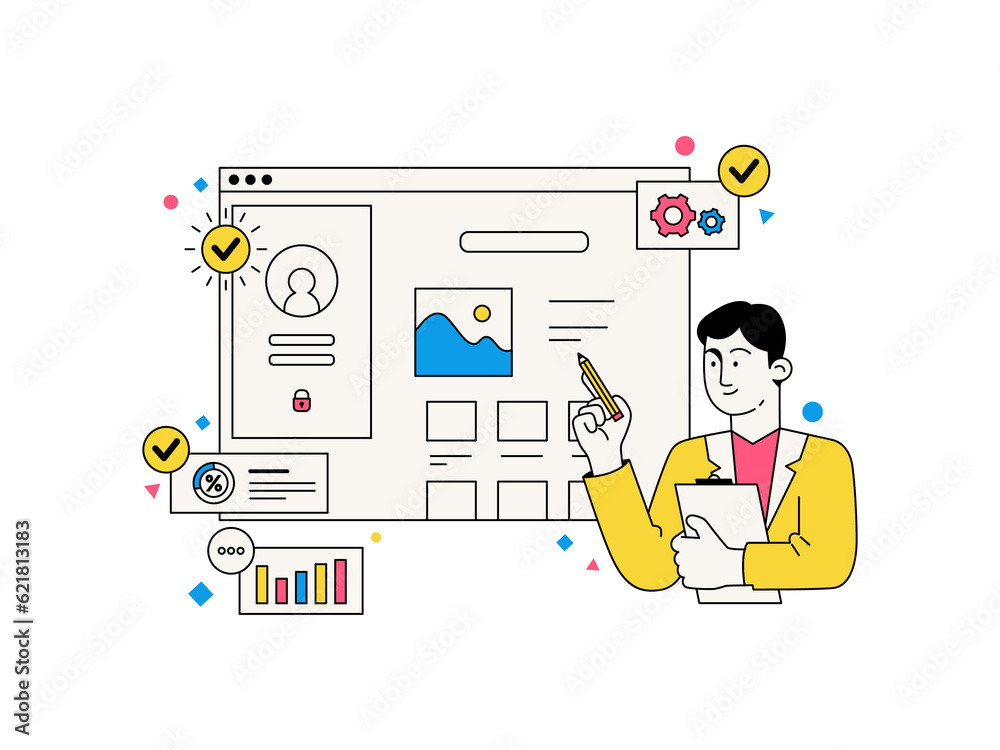 UI UX Illustration Design User Interface Experience Wireframe Layouting ...