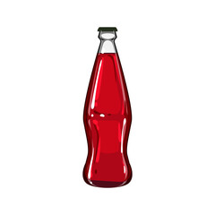 liquid glass bottle soda cartoon. fresh cola, container transparent, empty beer liquid glass bottle soda sign. isolated symbol vector illustration