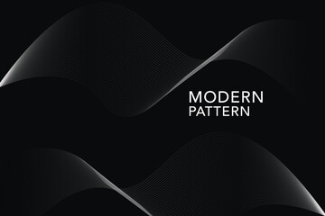 modern 3D wavy shape technology pattern design black & white illustration