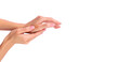 female hands with french manicure on on transparent background