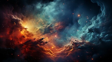 Wall Mural - abstract space background with stars and nebula, computer-generated image. illustration of fractal w