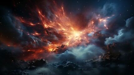 Wall Mural - fiery explosion in space. abstract background.