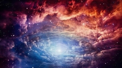 Wall Mural - galaxy in space and a nebulae with a bright star in the center. stars of a planet and galaxy in a fr