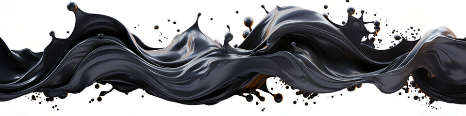 Poster - black splashes isolated background PNG. Generative AI.
