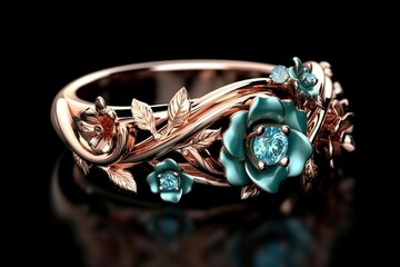 Jewelry rose flower gold. Generate Ai