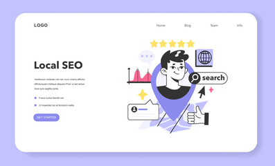 Poster - local seo optimization web banner or landing page. local search