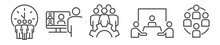 Business Meeting, Video Conferencing And Team Communication - Thin Line Icon Set
