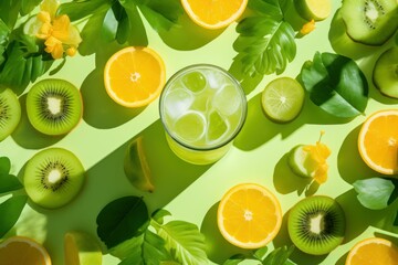 Summer fruits drinks pattern. Generate Ai