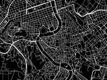 Vector Road Map Of The City Of  Roma Centro In The Italy With White Roads On A Black Background.