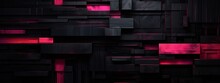 Abstract Dark Geometric Luxurious Noble Pink Black 3d Texture Wall With Squares And Rectangles Background Banner Illustration Panorama Long, Textured Wallpaper, Seamless Pattern (Generative Ai)