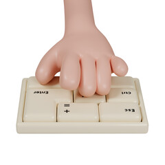 Poster - 3d 3d cartoon hands are using the keyboard. icon isolated on pink background. 3d rendering illustration. Clipping path.