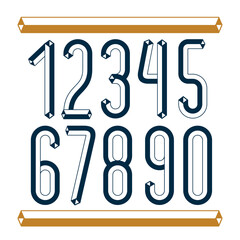 Poster - Trendy vintage vector digits, numerals collection. Retro condensed numbers from 0 to 9 can be used in art  poster creation.