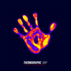 heat map. abstract infrared thermographic hand. vector illustration.