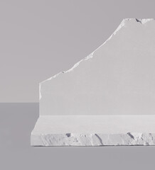 Aufkleber - White rock decoration and stone slab product display 3d rendering background. Empty scene with object placement for packaging presentation.