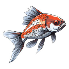 Wall Mural - Enchanting Swimmers: Whimsical 2D Illustration of Fish Koi