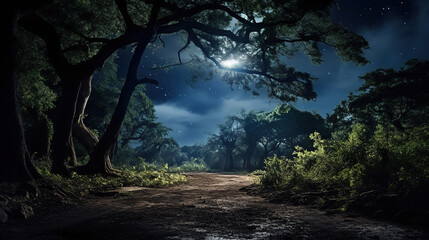 Wall Mural - Mystical Moonlight. Capturing the Enchanting Glow of the Moon. Generative Ai