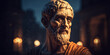 Pythagoras bust sculpture, ancient Ionian Greek philosopher and the eponymous founder of Pythagoreanism.. Generative AI