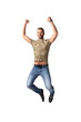 © Photocreo Bednarek - Happy handsome man jumping for joy. Isolated on transparent white background