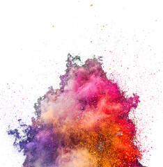 Wall Mural - Holi powder explosion isolated on transparent white background