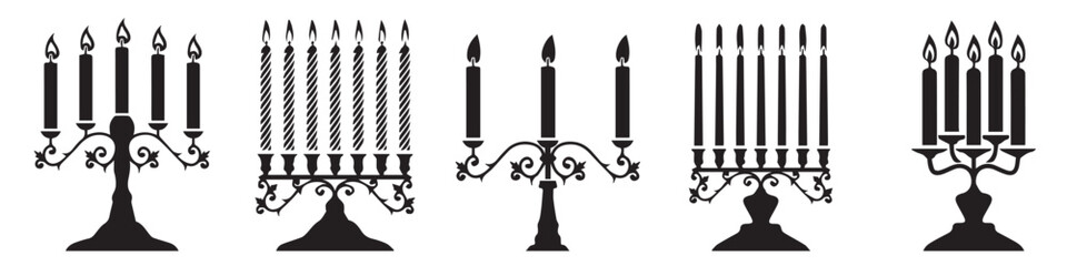 Set candle silhouettes for religion commemorative and party