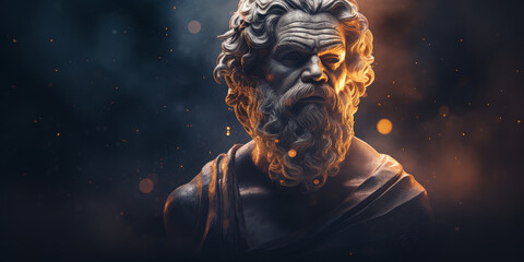 Socrates bust sculpture, ancient Greek philosopher from Athens.. Generative AI