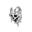 illustration of a melting skull, can be used as a tattoo 