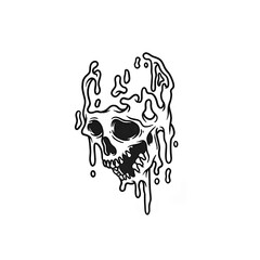 illustration of a melting skull, can be used as a tattoo