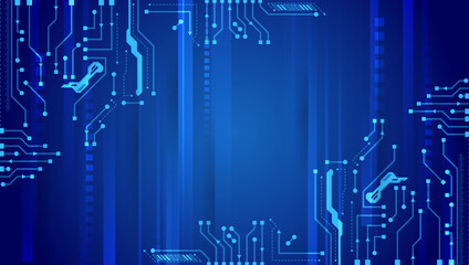 Cyber connection on the blue background. Hi-tech communication design. Electronic vector illustration. Abstract modern digital science technology futuristic circuit board.