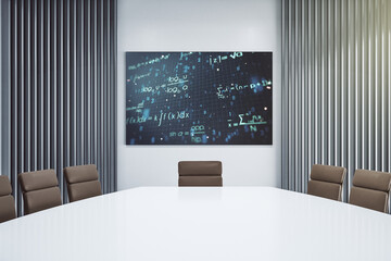 Aufkleber - Creative scientific formula concept on presentation screen in a modern conference room. 3D Rendering