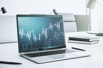 Aufkleber - Modern computer display with abstract financial graph, financial and trading concept. 3D Rendering