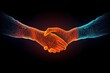 © Photo - a hands shaking in a low poly wireframe