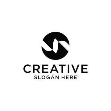 Letter s with circle style logo design concept