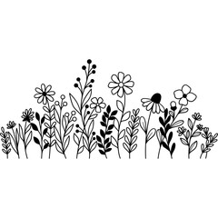 Wall Mural - Wildflower Outline Illustration