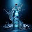 a bottled water surrounded by swirling energy in blue and white created by generative AI