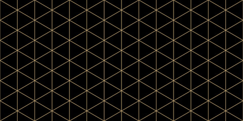 triangular grid vector seamless pattern. subtle thin golden lines texture, delicate minimalist latti