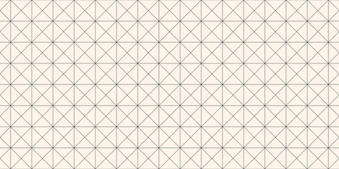 Vector minimalist geometric seamless pattern with thin lines, square grid. Subtle black and white texture with squares, triangles. Delicate minimal monochrome background. Simple repeat wide geo design