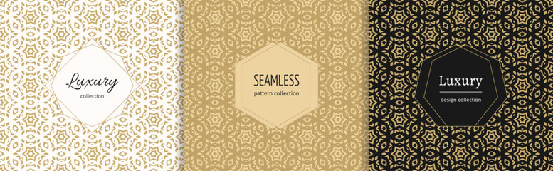 vector golden patterns set. luxury ornamental seamless ornaments in traditional arabian, moroccan, i